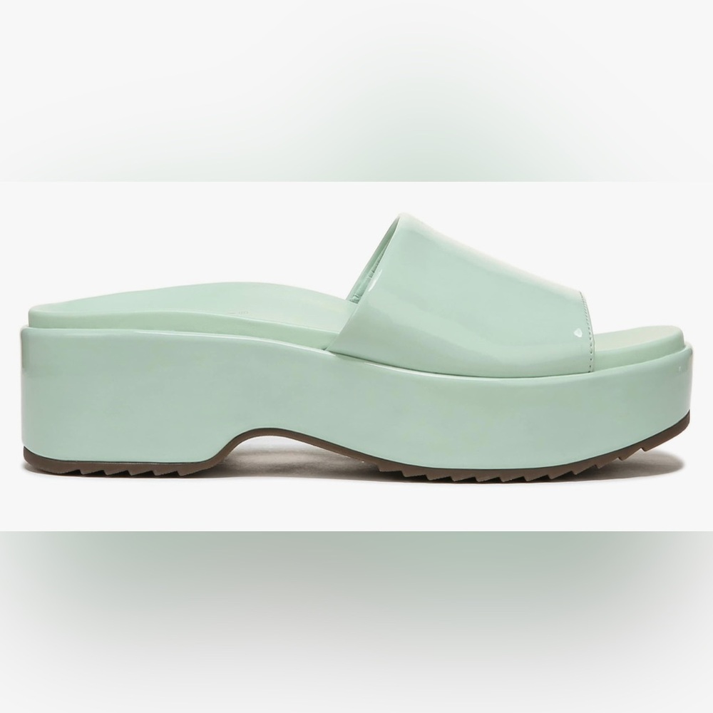 NIB [Vionic] Trista Slide Platform Sandals in Menta Patent (green) Womens 7 or 8 - Picture 4 of 17